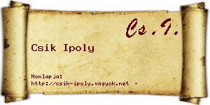 Csik Ipoly névjegykártya
